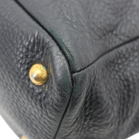 Prada  Vitello Daino Front Zip Leather Hobo Bag Black - Picture 10 of 16